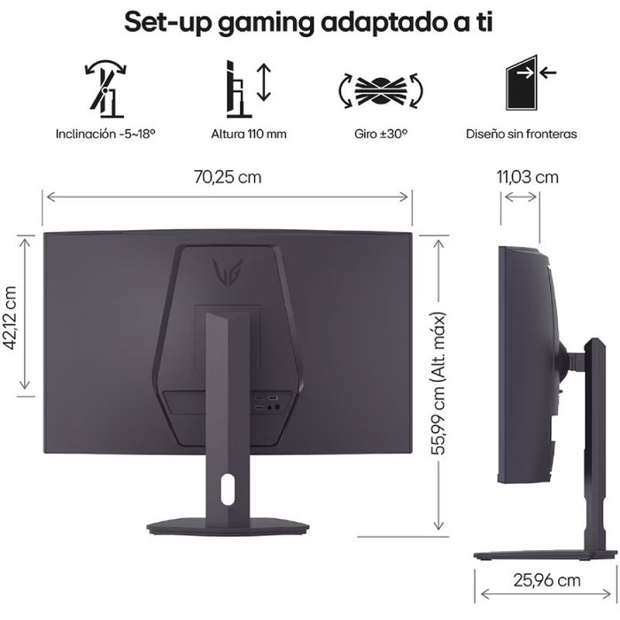 LG UltraGear 32G600A-B Monitor Gaming Curvo 32 pulgadas QHD 180Hz VA Negro